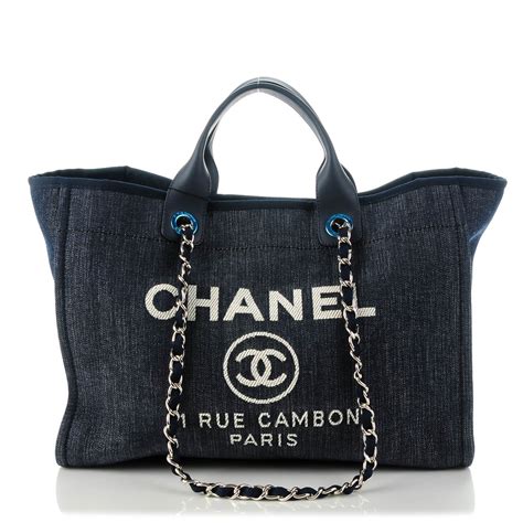 chanel deauville tote dark blue|Chanel deauville tote for sale.